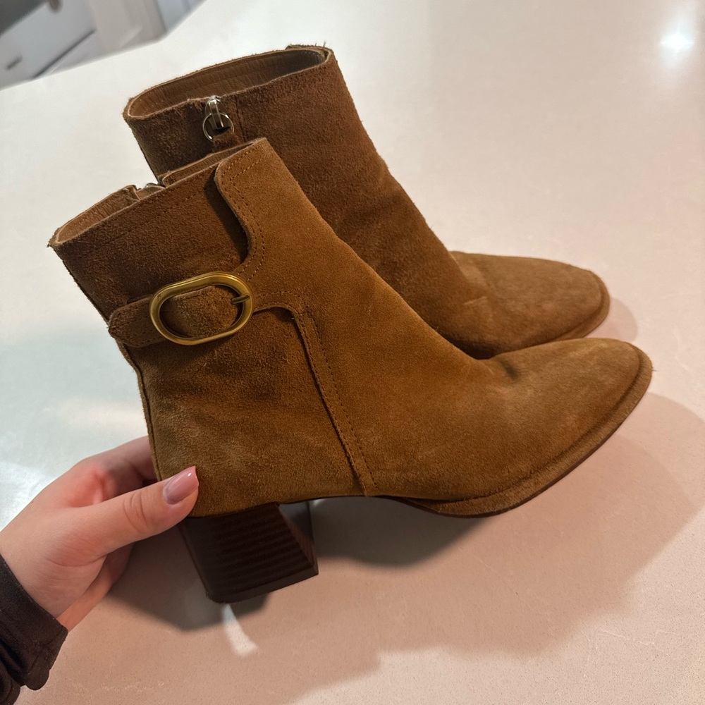 Zara Brown Suede Heeled Boots